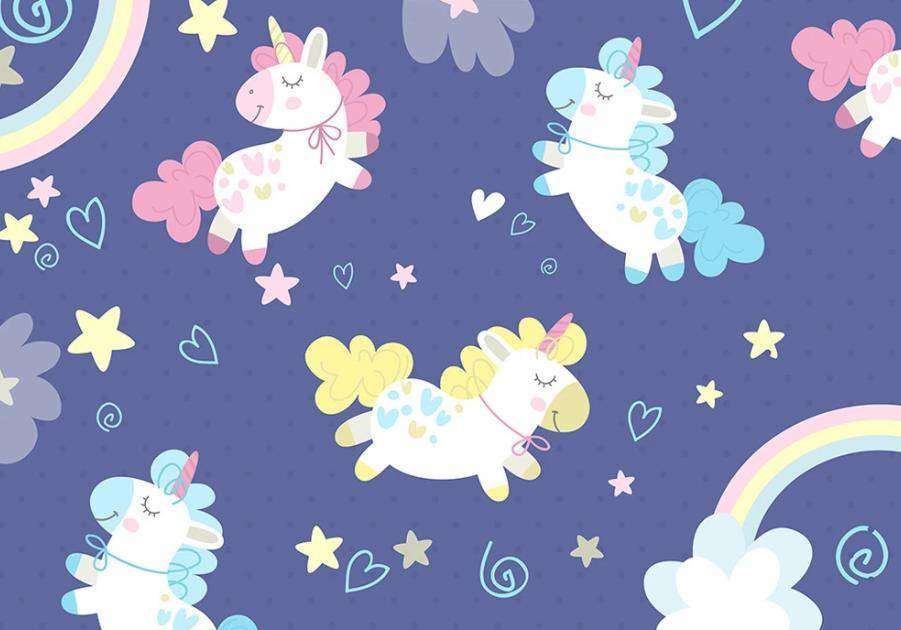 Фотообои в интерьере разноцветные единороги  15-352 фото