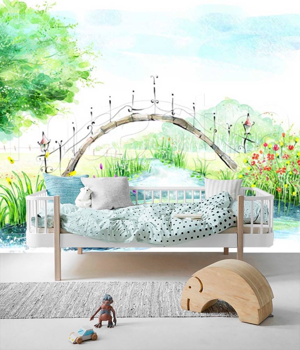 Фотообои Мост через пруд  12-315