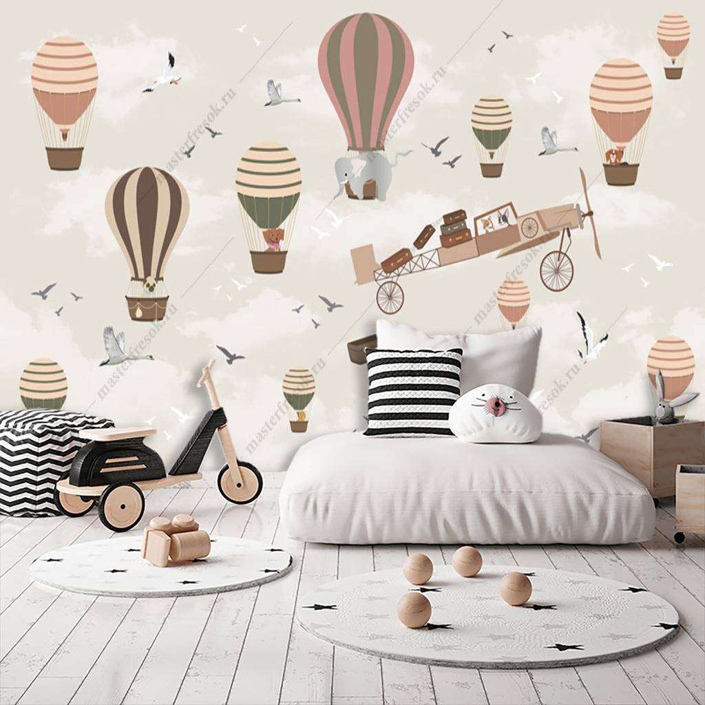 Фотообои в интерьере воздушный шар в полете  12-947 фото