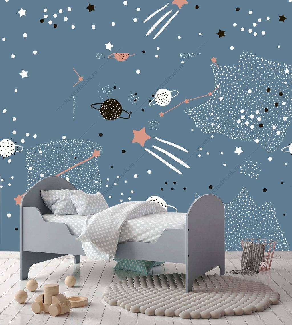 Фотообои в интерьере космос серый  12-718 фото