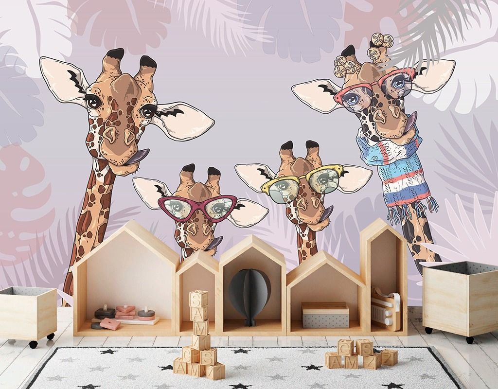 Фотообои Жирафы, веселая семейка  14-795