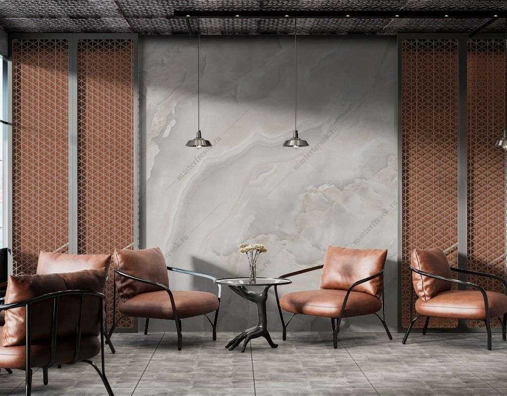 Фотообои в интерьере бежевый мрамор  9-1615 фото