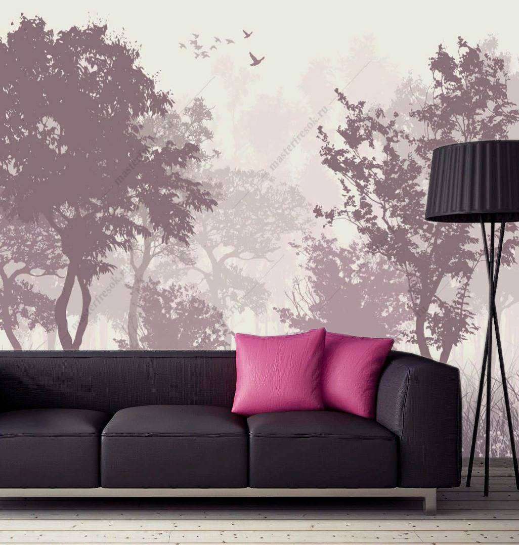 Фотообои в интерьере лес розовый  14-133 фото