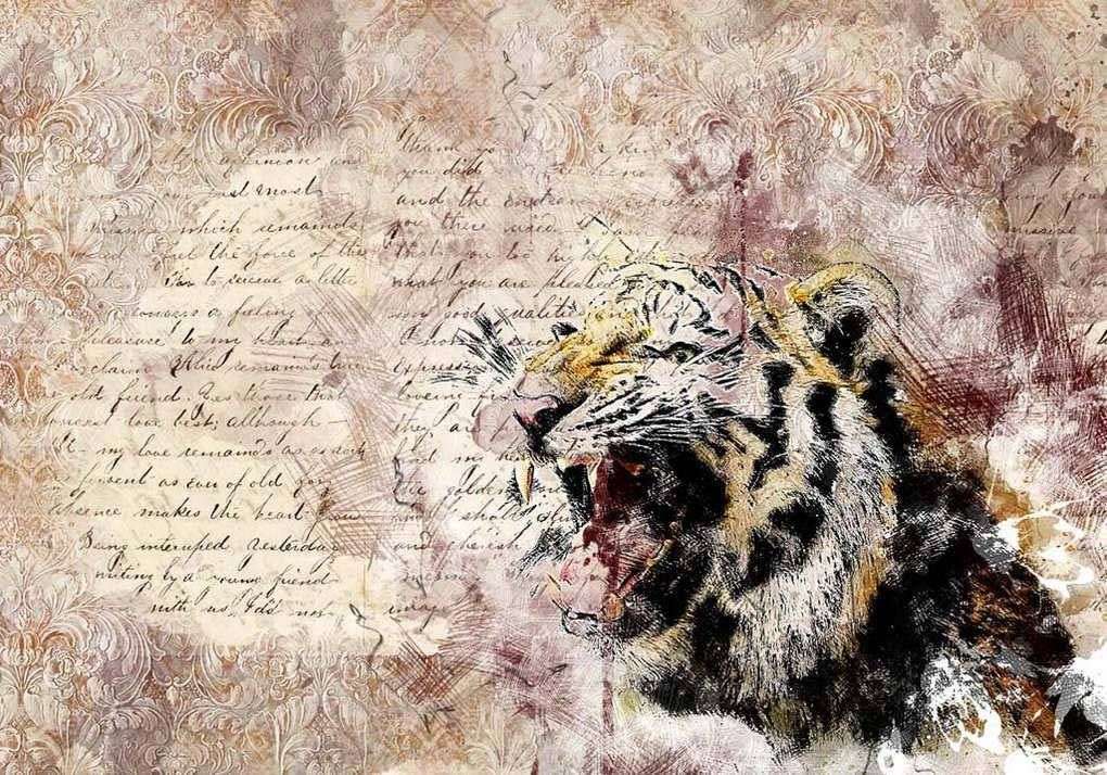 Фотообои в интерьере рёв тигра  17-4347 фото