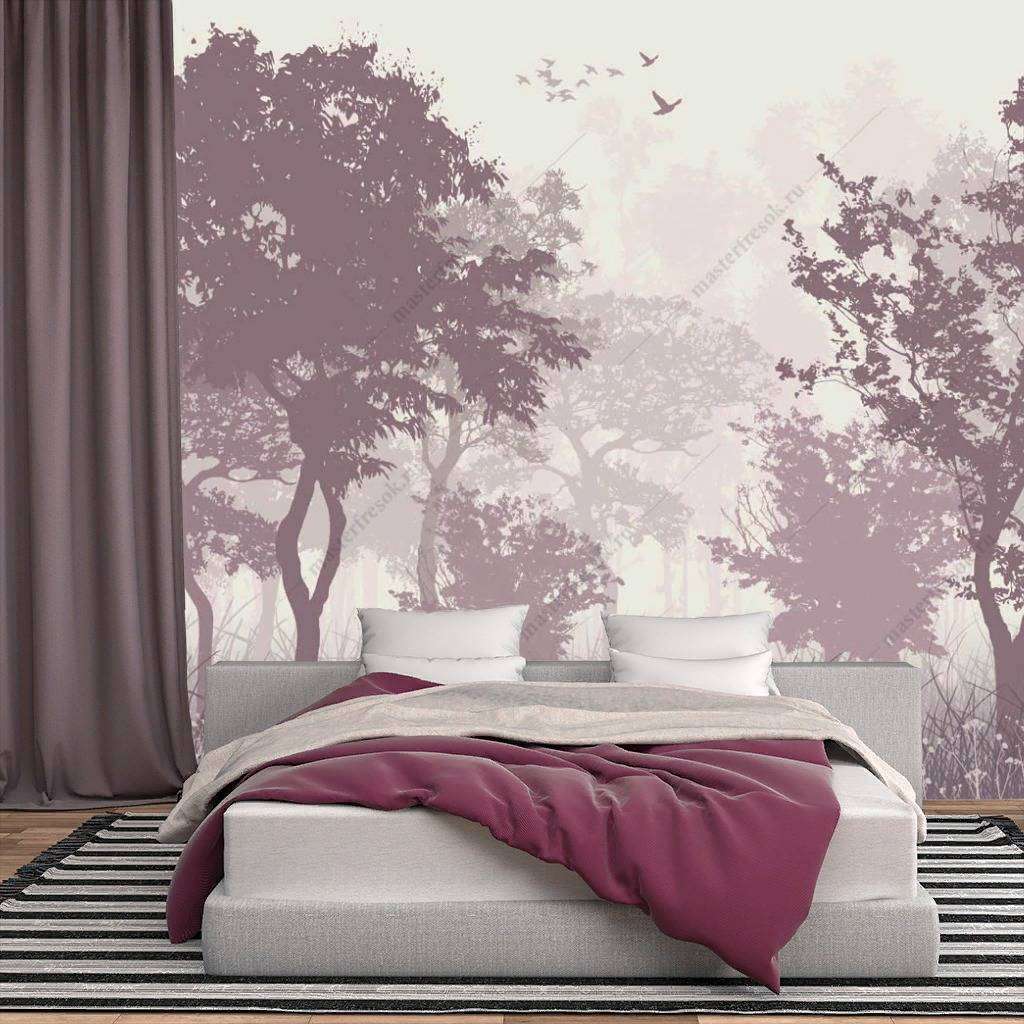 Фотообои в интерьере лес розовый  14-133 фото