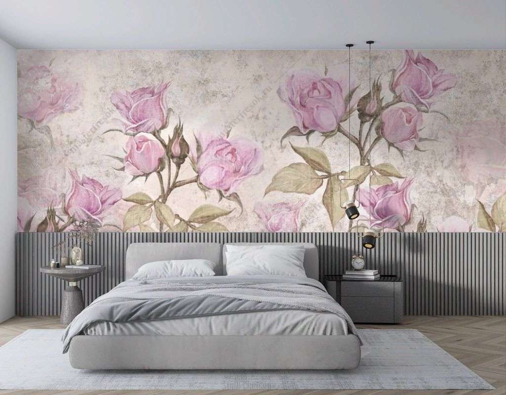 Фотообои в интерьере дикие розы  9-1698 фото