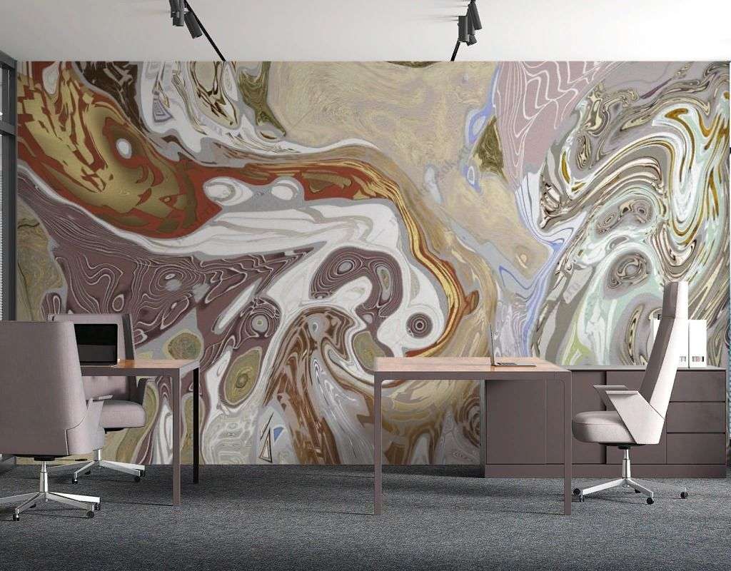 Фотообои в интерьере флюид арт серая акварель  13-605 фото