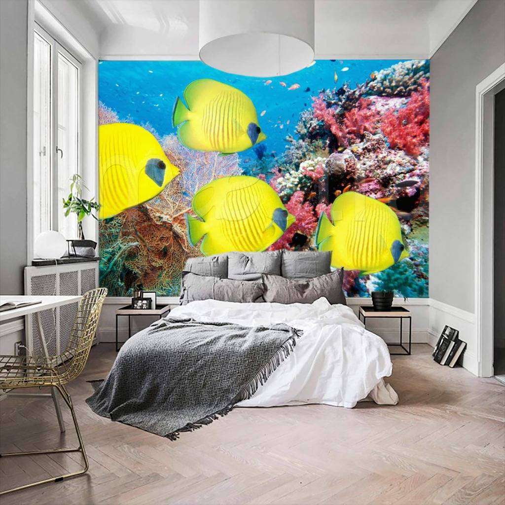 Фотообои в интерьере золотые рыбки  4-139 фото