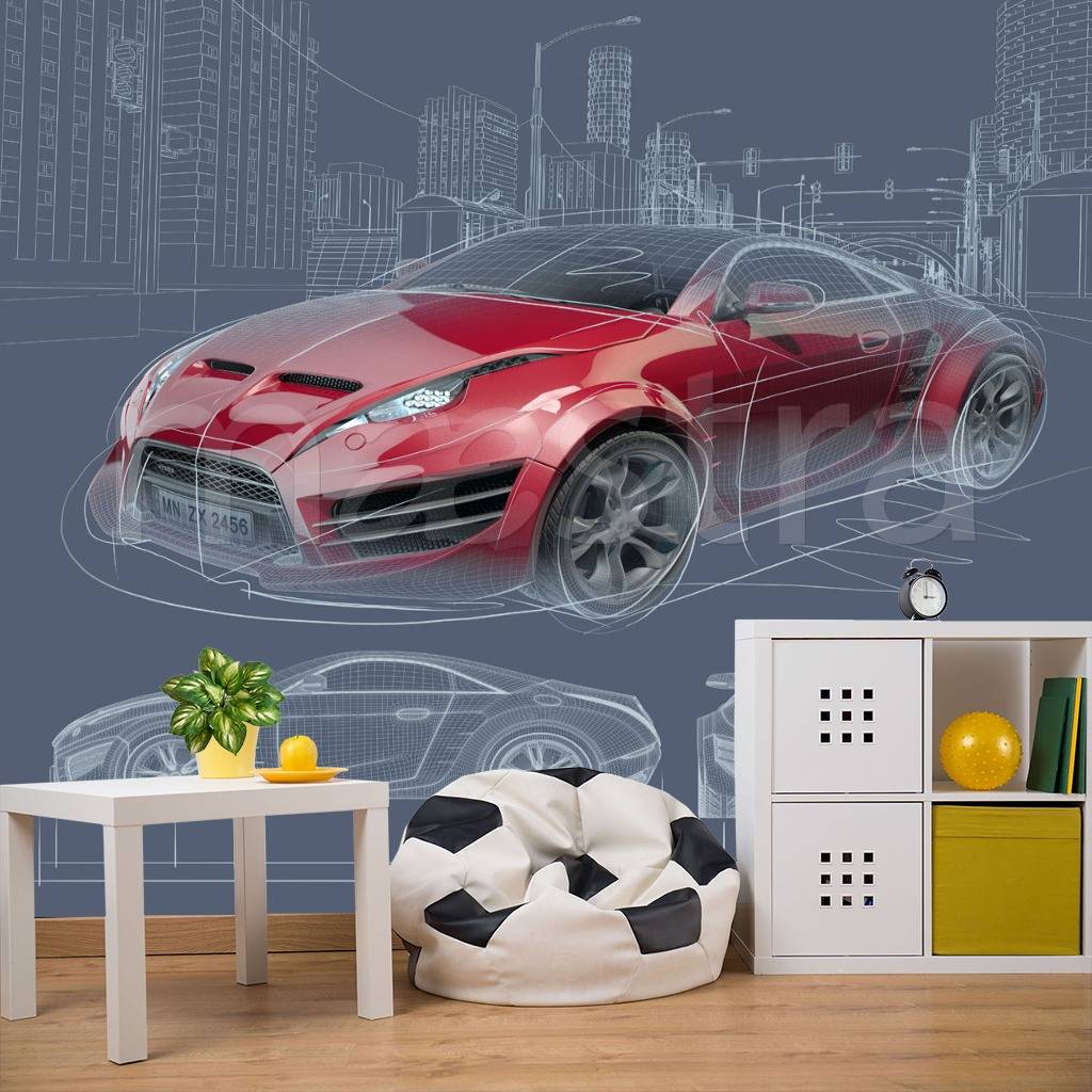 Фотообои Красная машина  12-574