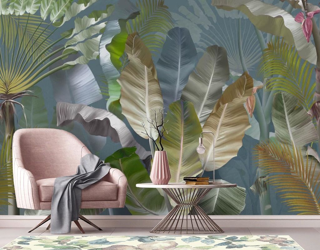 Фотообои в гостиную банановые листья   13-676