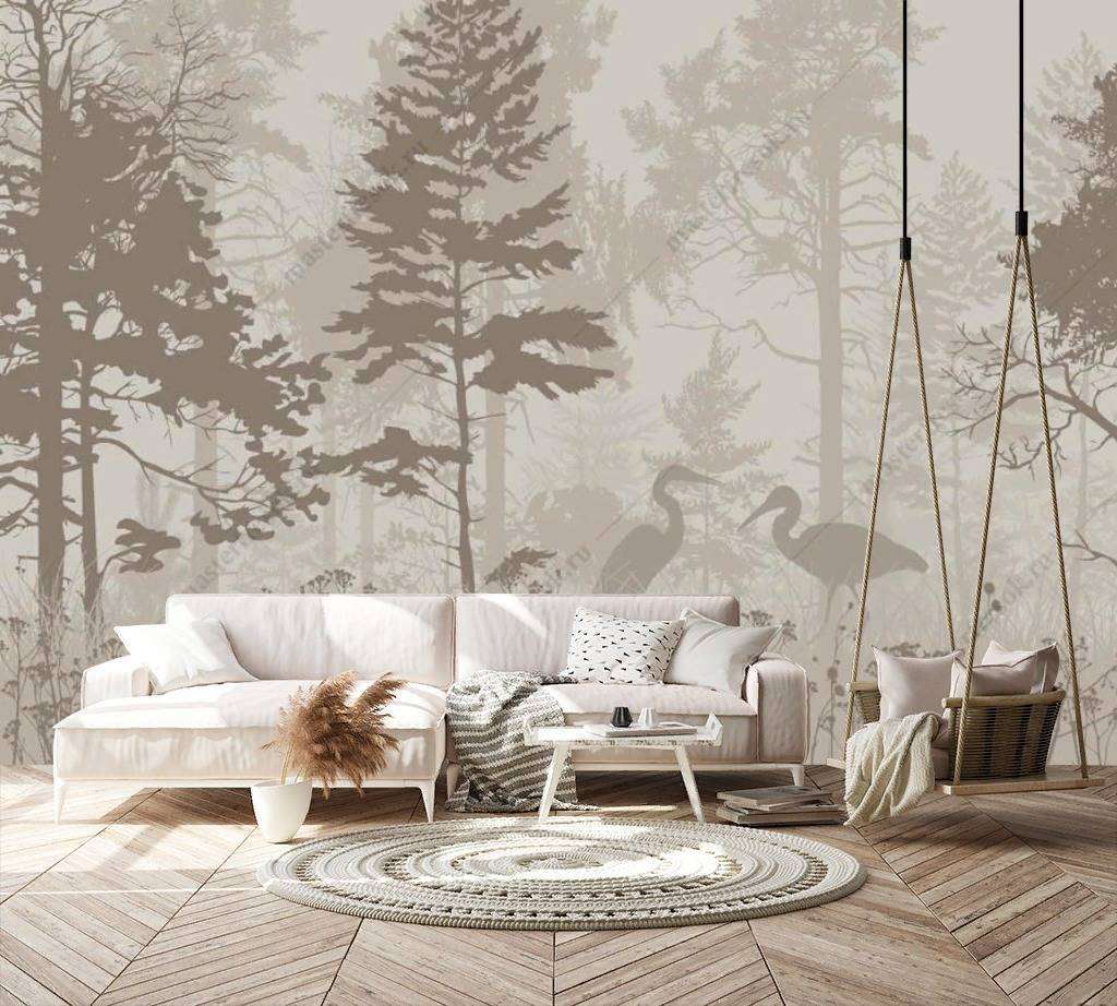 Фотообои в интерьере цапли в лесу  14-129 фото