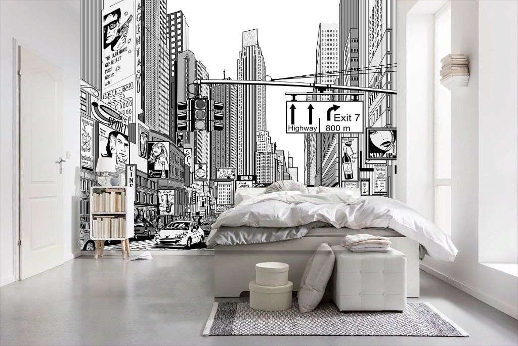 Фотообои в интерьере нью-йорк иллюстрация    14-779 фото