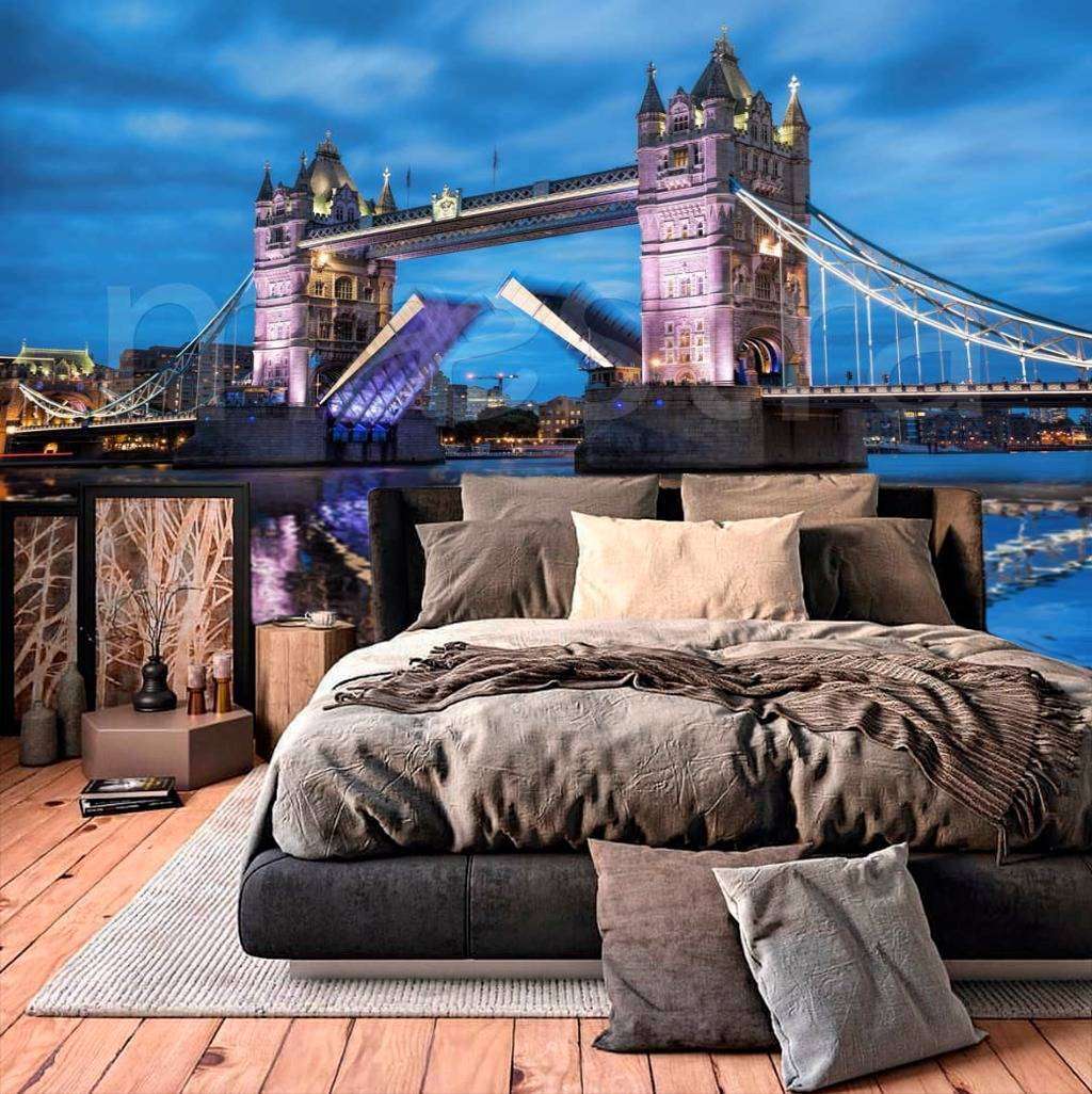 Фотообои в интерьере тауэрский мост в ночи  9-678 фото