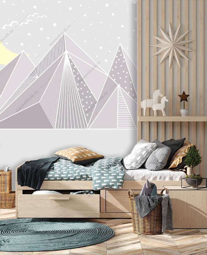 Фотообои Бесшовные обои на стену:  Геометрические горы в детскую. Артикул: 14-269  
