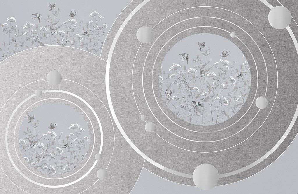 Фотообои в интерьере абстракция полевые цветы в системе  9-1826 фото