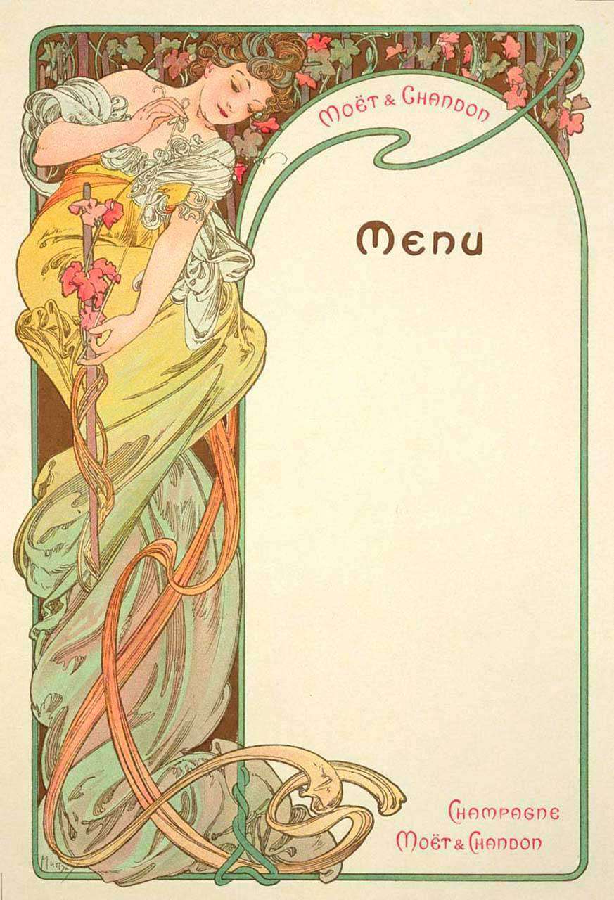 Фотообои в интерьере альфонс мариа муха - меню2  8-247 фото