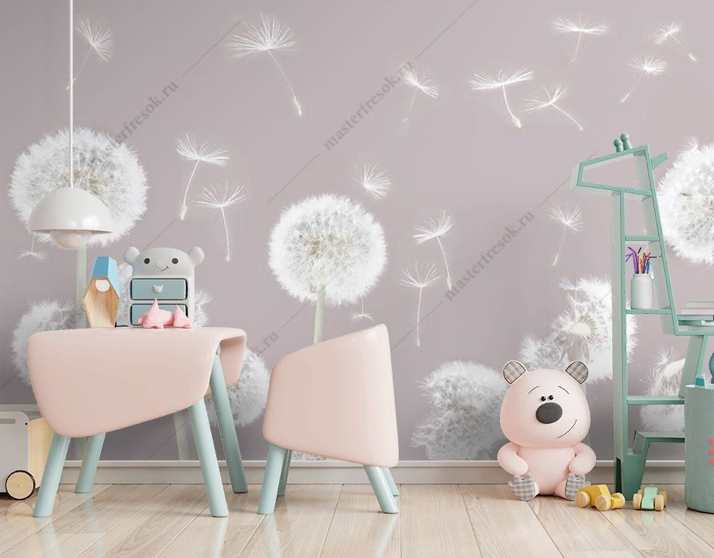 Фотообои Нежные одуванчики пудровый фон  12-1518
