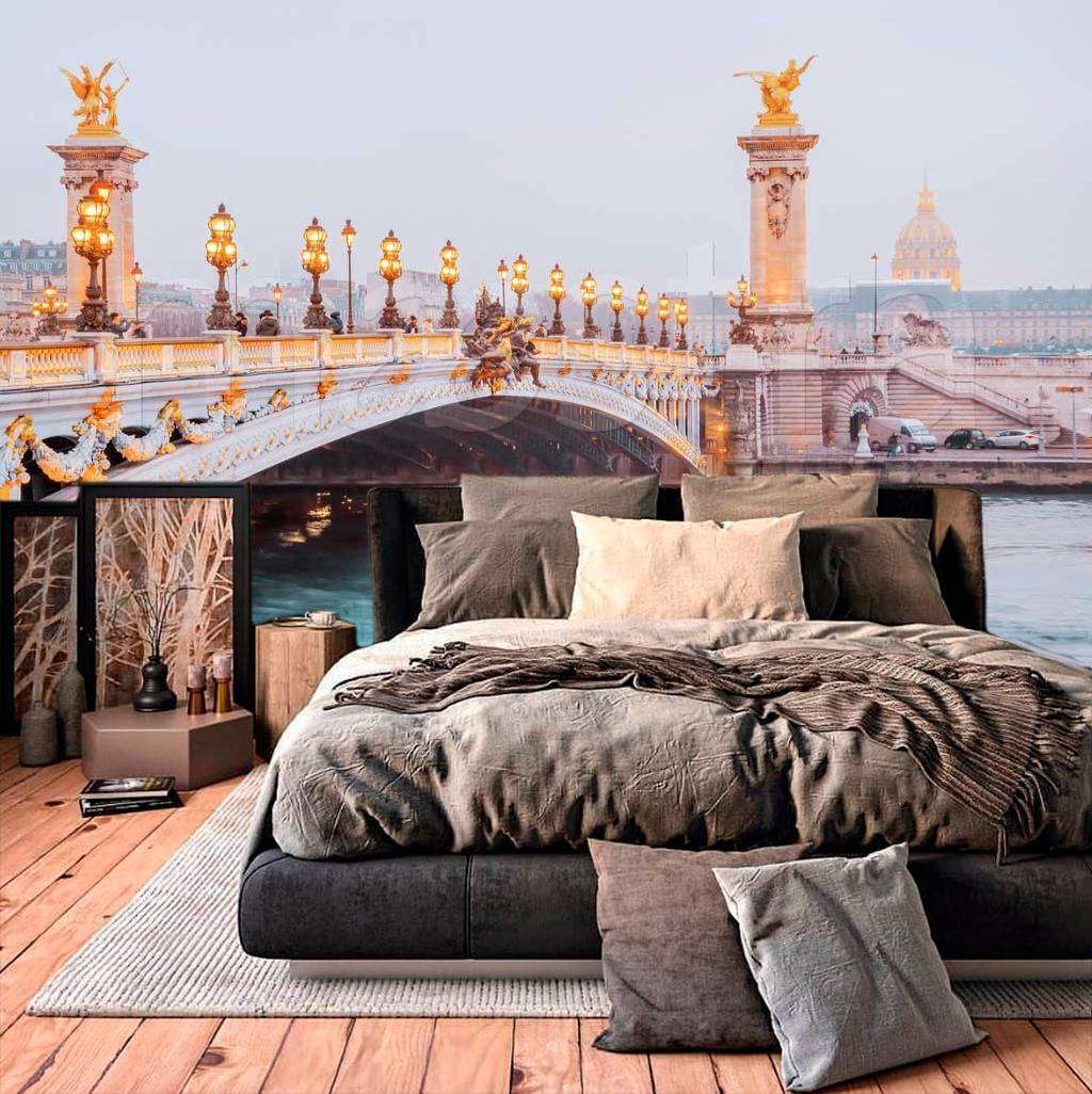 Фотообои в интерьере мост в париже вечером  9-756 фото