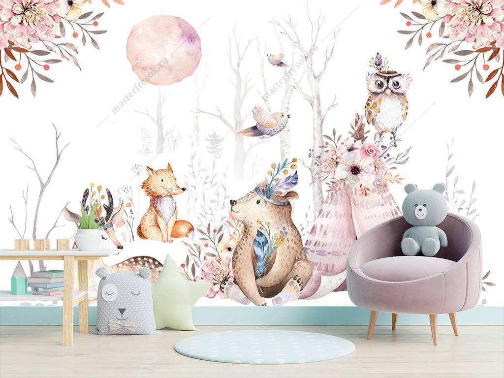 Фотообои Зверята у шалашика  14-062