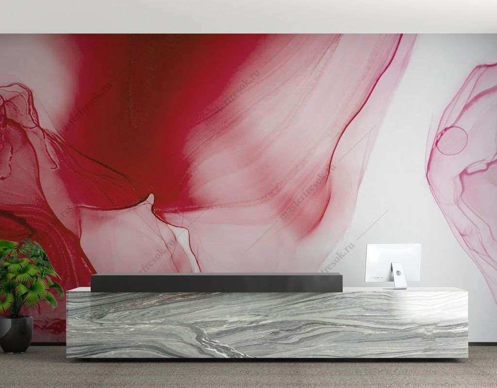 Фотообои в интерьере красный флюид арт  9-1538 фото