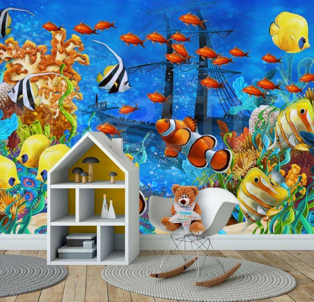 Фотообои в интерьере красочный подводный мир  4-144 фото