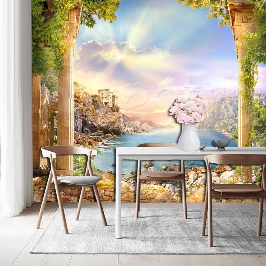 Фотообои Лучи солнца в морской бухте  11-116