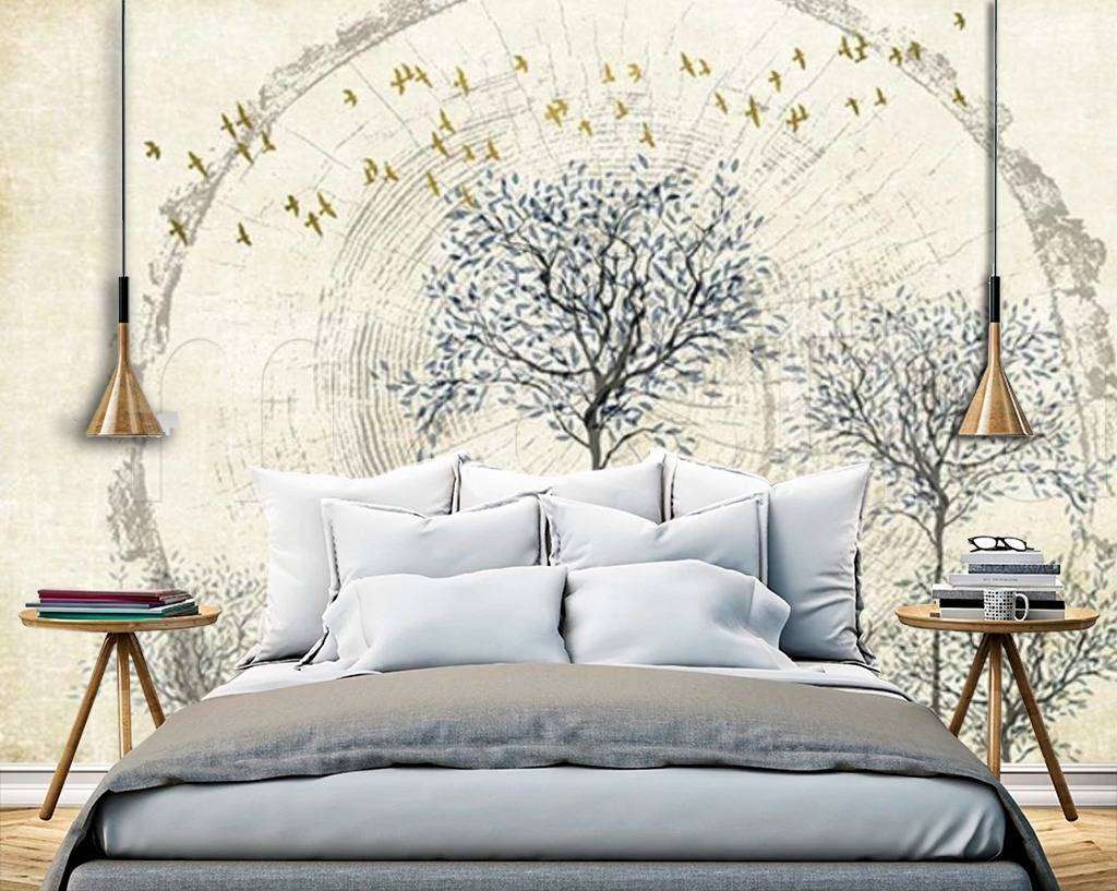 Фотообои в интерьере светлые деревья  15-532 фото