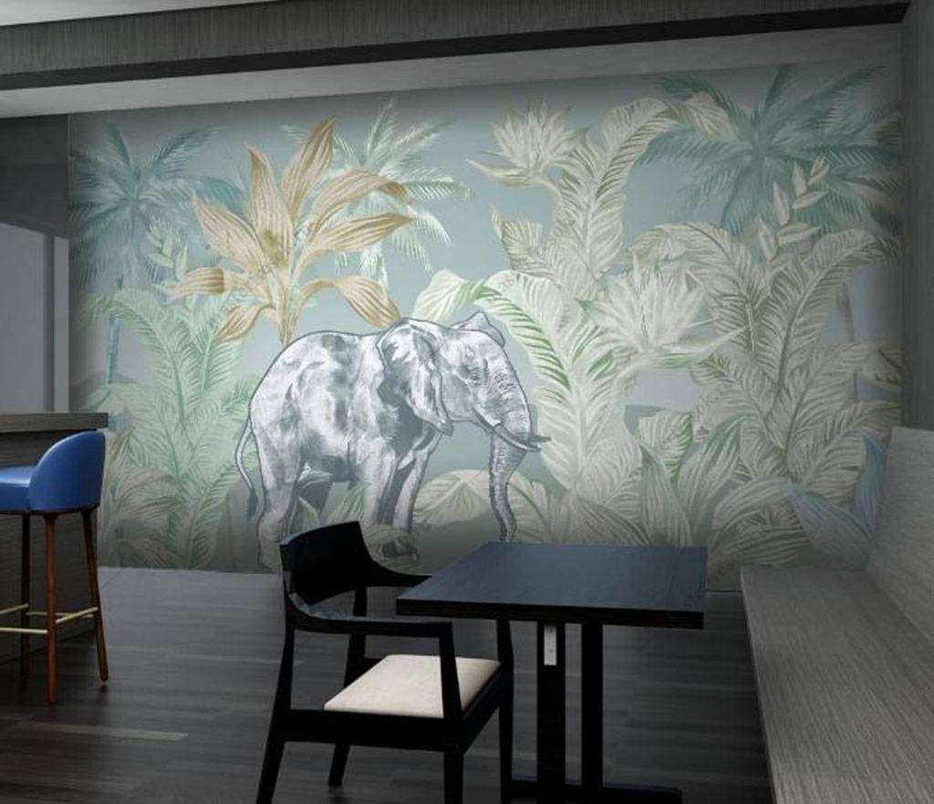 Фотообои в интерьере слон в тропиках  16-125 фото