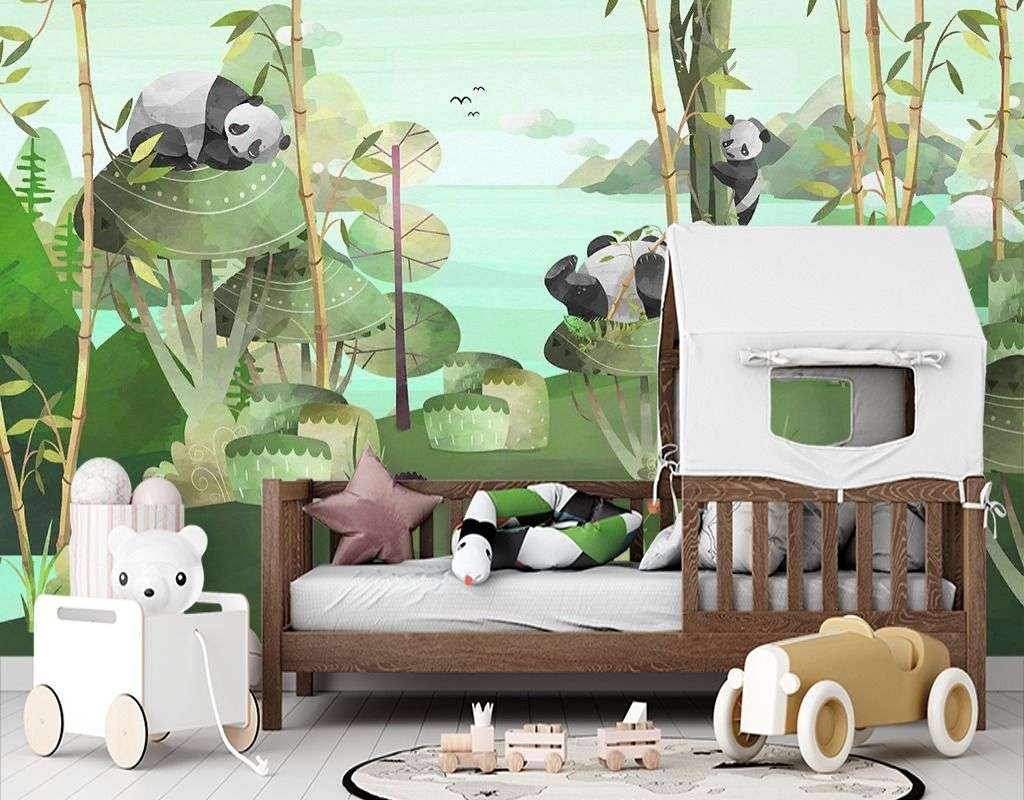 Фотообои в интерьере детские. панды отдыхают   12-1615 фото