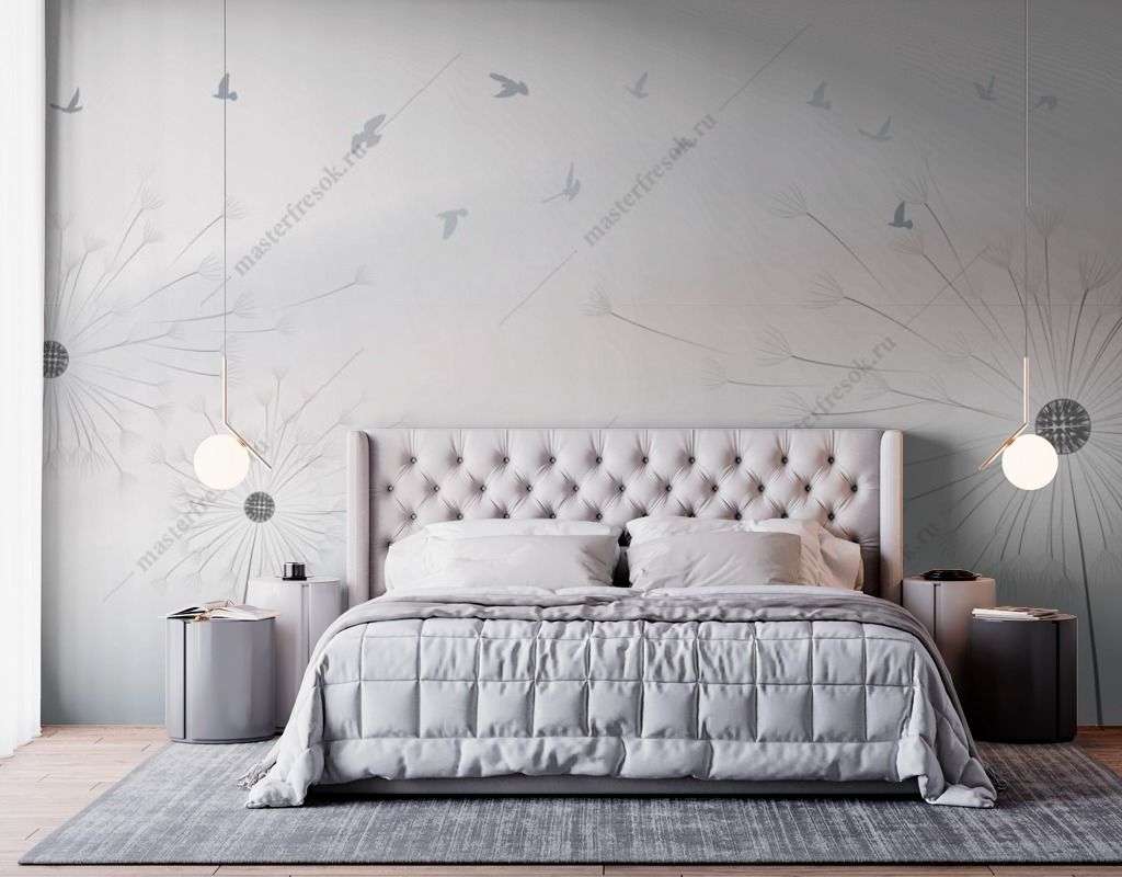 Фотообои в интерьере серые одуванчики  14-407 фото