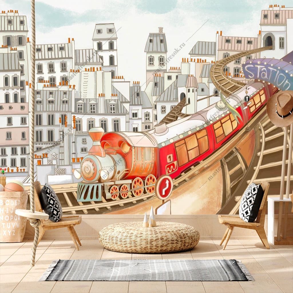 Фотообои Поезд в городе  12-1372