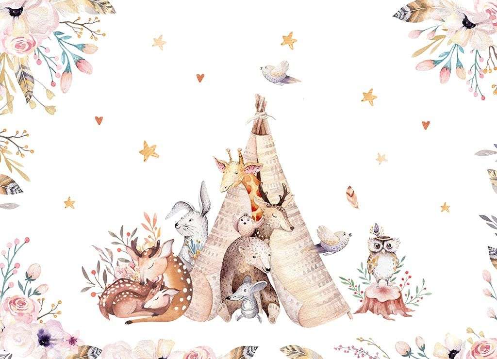 Фотообои в интерьере зверята на поляне  14-061 фото