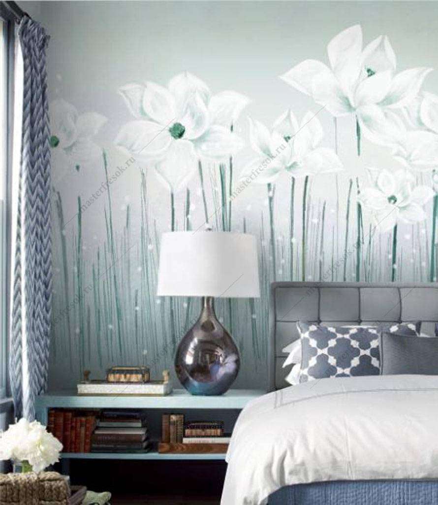 Фотообои в интерьере цветочное поле  15-924 фото