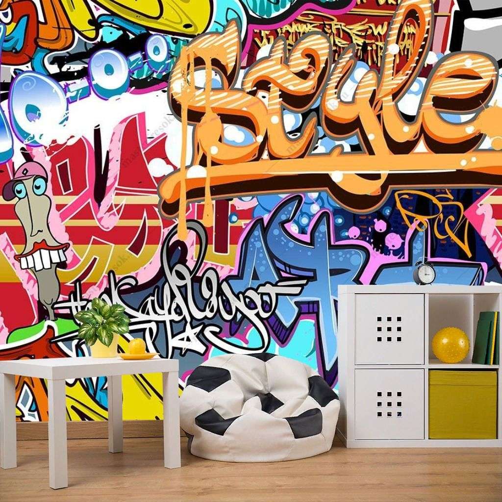 Фотообои в интерьере граффити стена  12-1263 фото