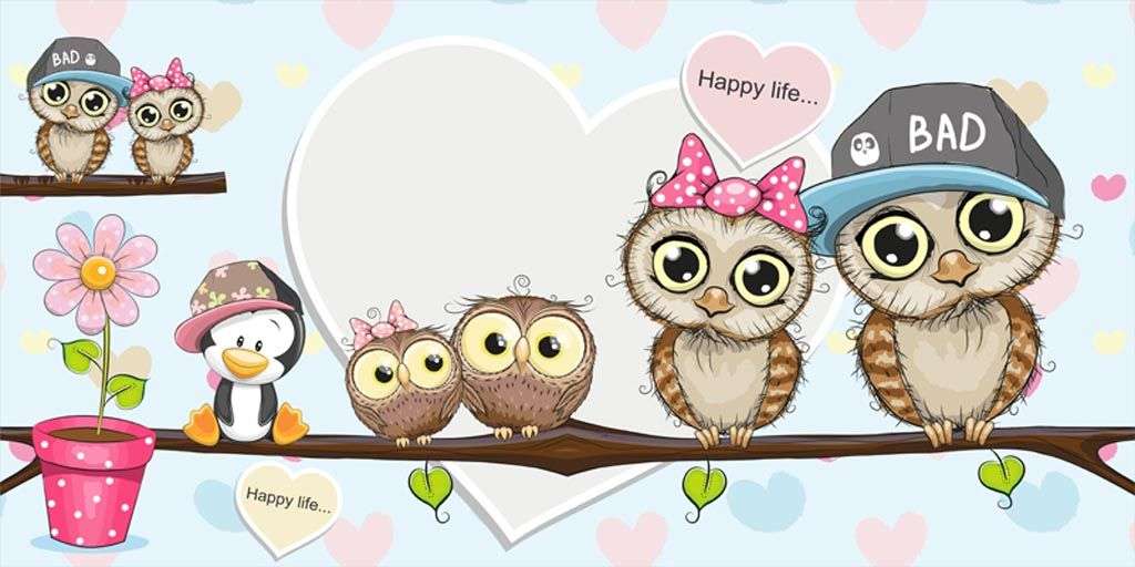 Фотообои в интерьере семейство сов  12-930 фото