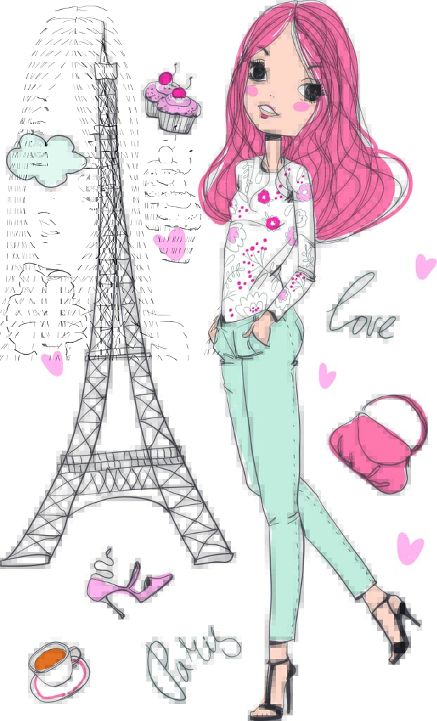 Фотообои в интерьере милая девочка париж  12-1255 фото