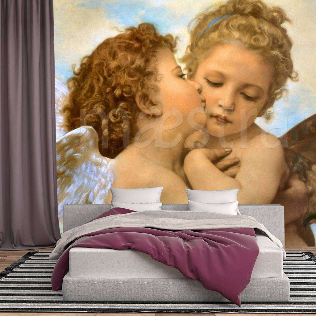 Фотообои в интерьере бугро. купидон и психея в детстве  1-139 фото