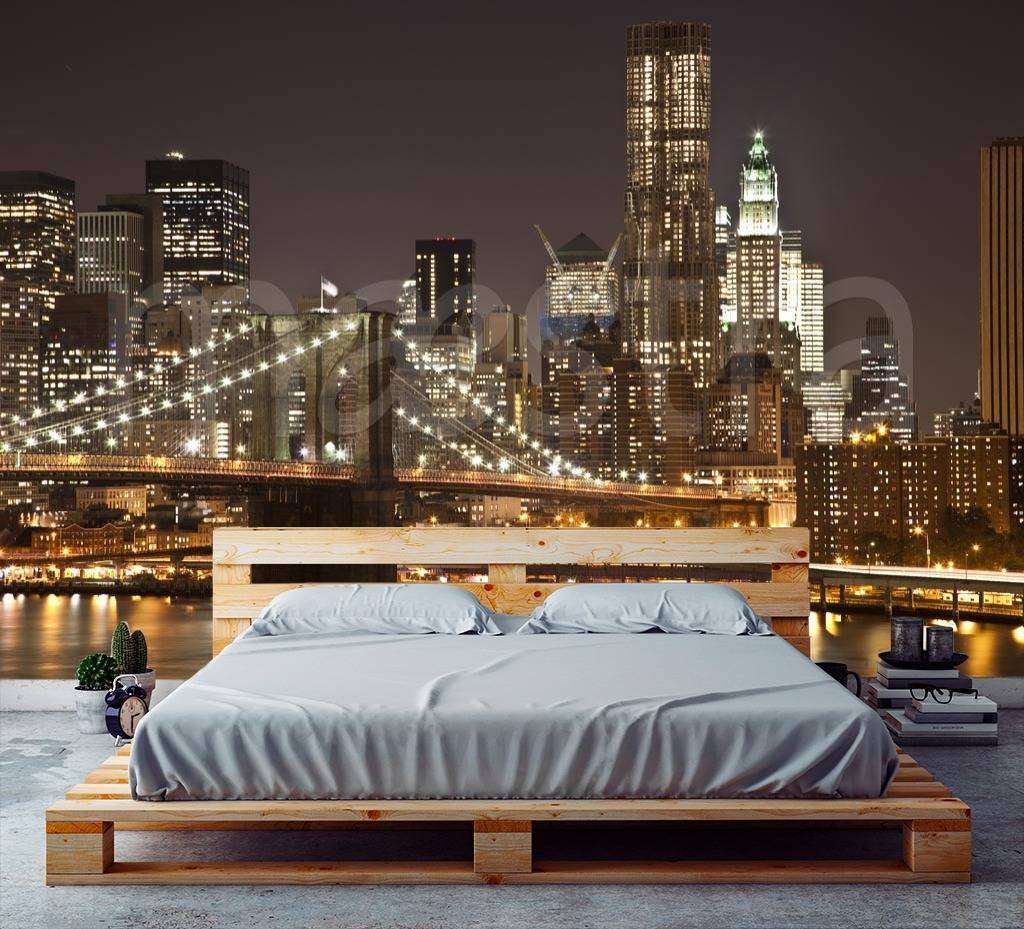 Фотообои в интерьере ночной мост нью йорка  9-803 фото