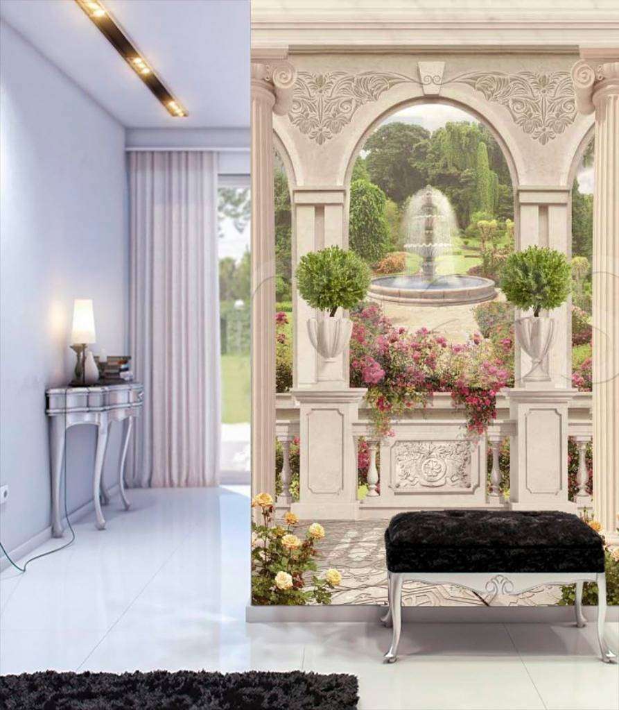 Фотообои Классическая арка с видом на фонтан  6-045