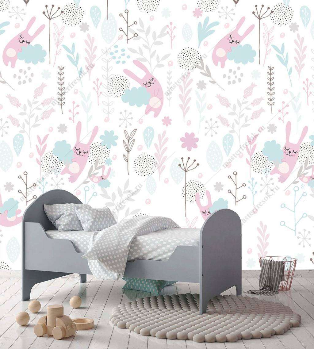 Фотообои в интерьере зайчики фон  12-754 фото