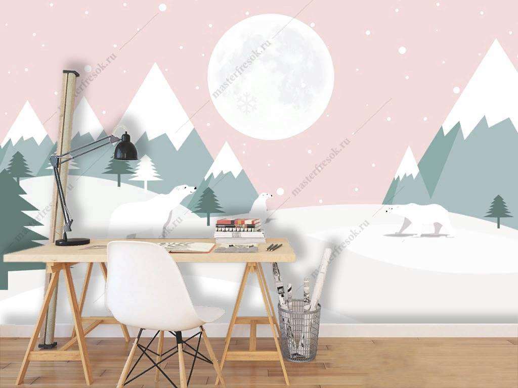 Фотообои в интерьере розовое небо  14-158 фото