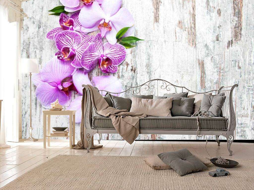 Фотообои Розовая орхидея на фоне дерева  10-167