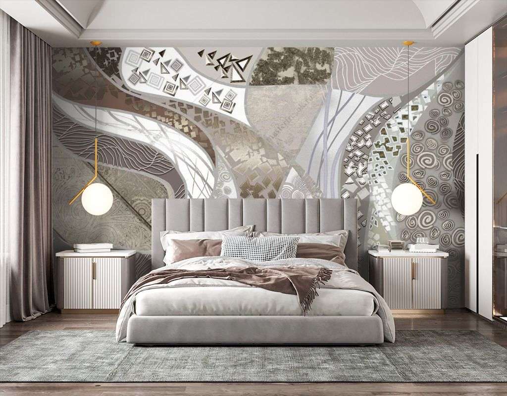 Фотообои в интерьере флюид арт геометия  13-611 фото