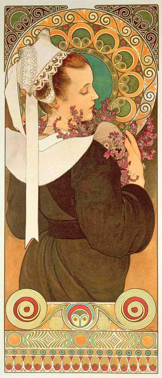 Фотообои в интерьере альфонс мариа муха - вереск из прибрежных скал  8-203 фото