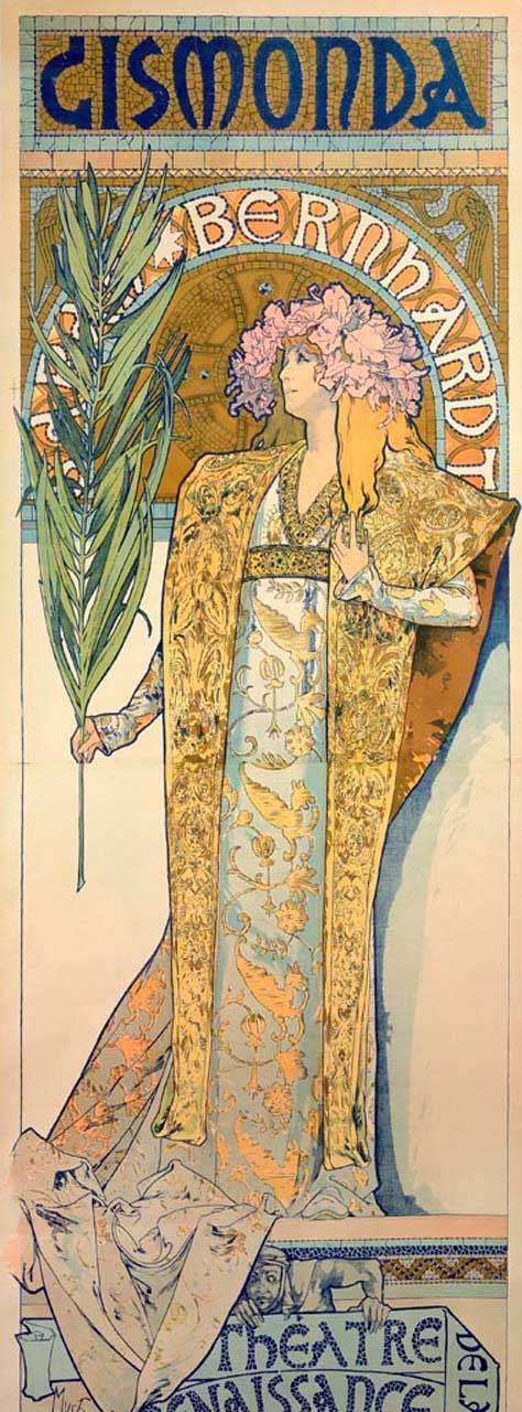 Фотообои в интерьере альфонс мариа муха - литографический плакат - жисмонда  8-235 фото