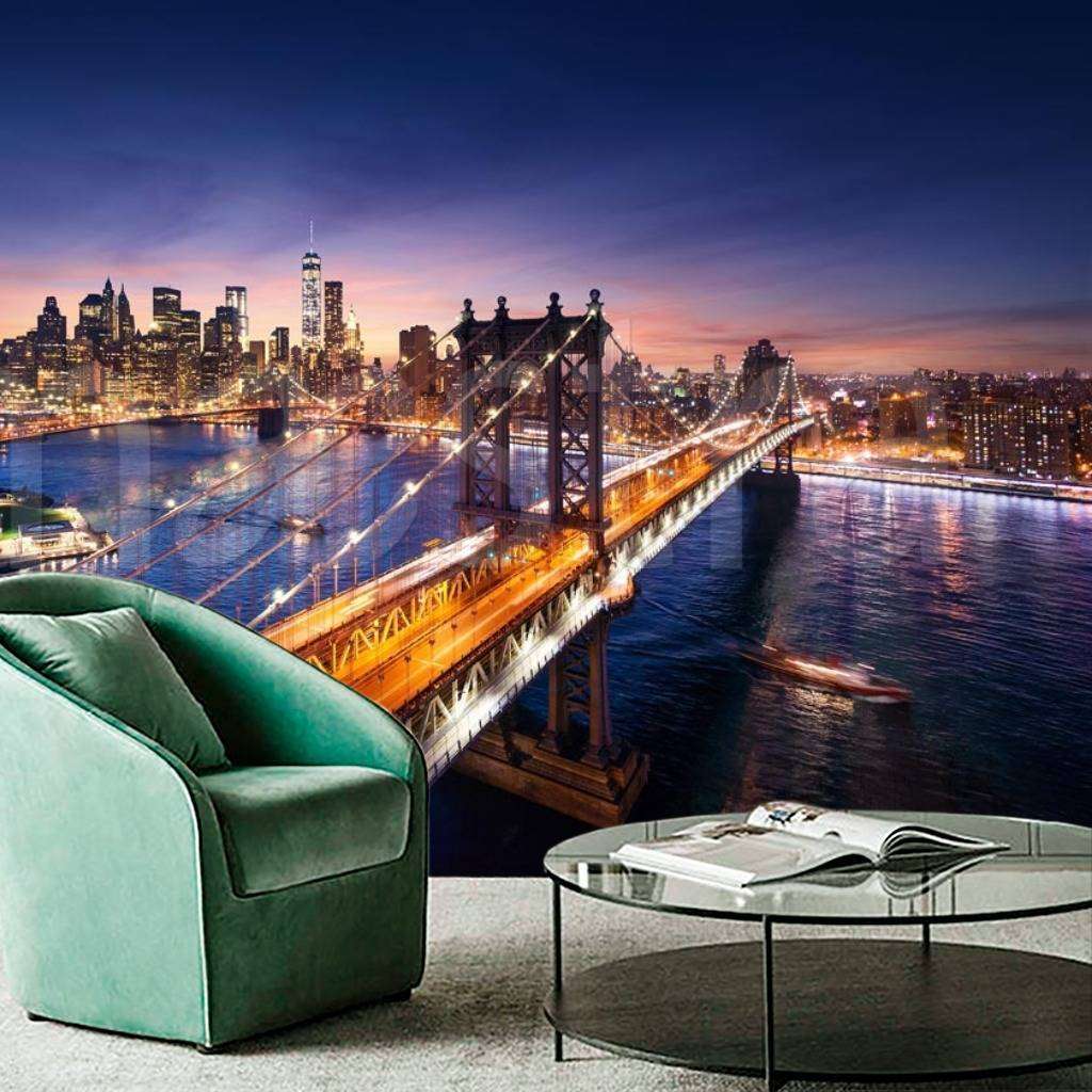 Фотообои Ночной мост Нью Йорка с подсветкой  9-819