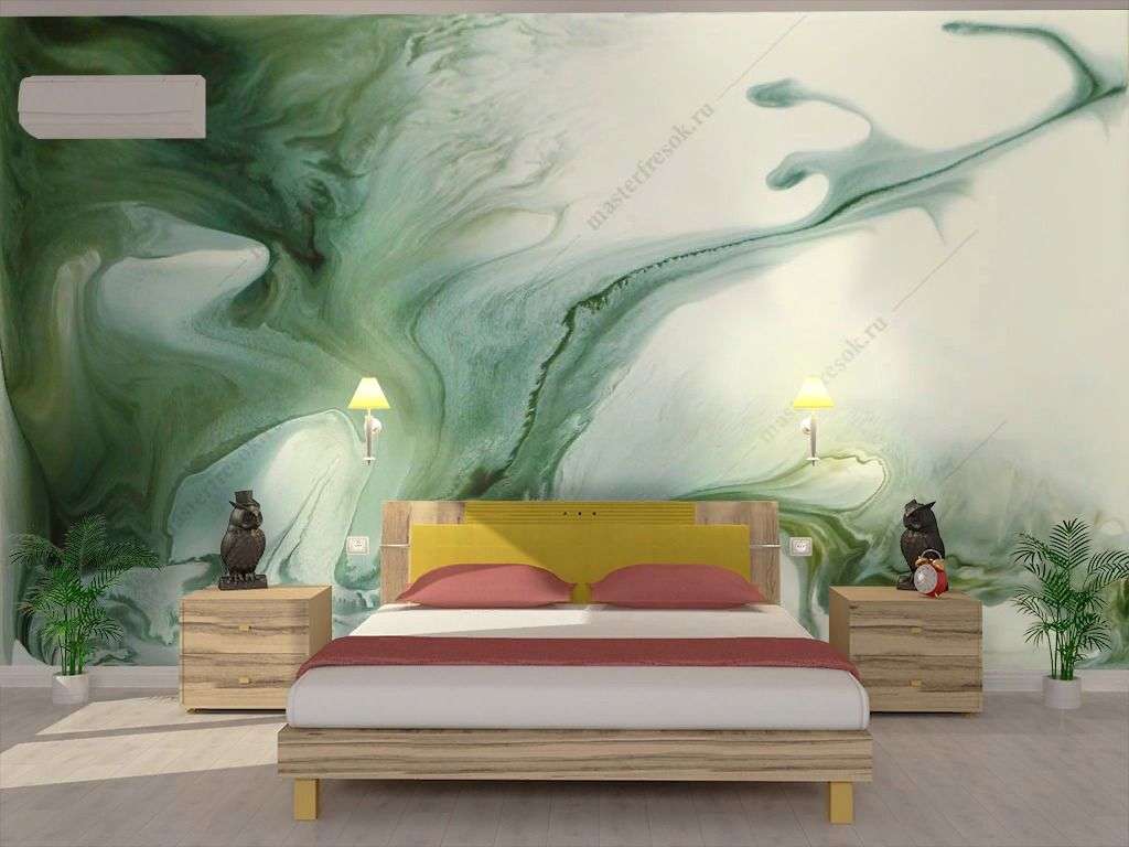 Фотообои в интерьере зеленый флюид  9-1297 фото