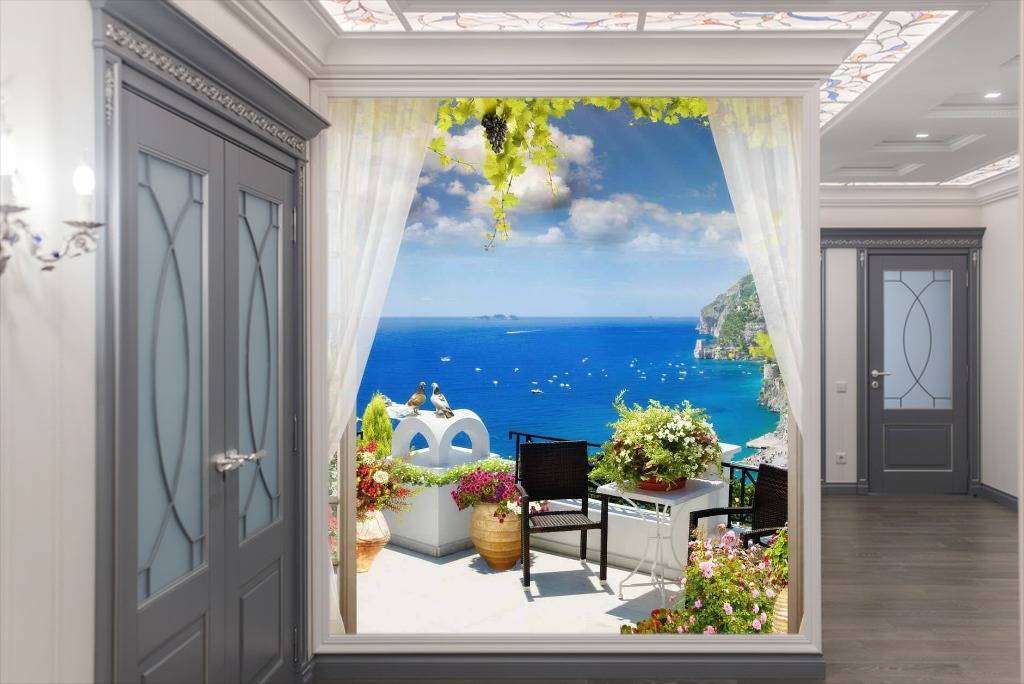 Фотообои в интерьере балкон в санторини  17-0014 фото