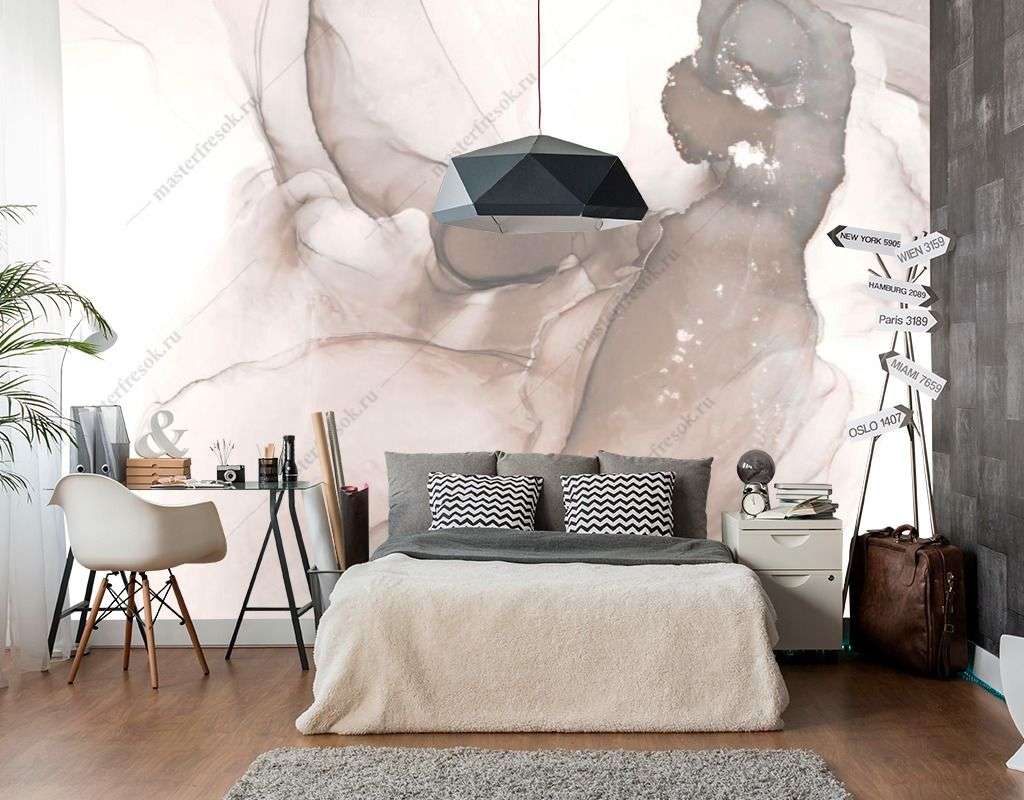 Фотообои в интерьере светлый фон флюид  9-1549 фото