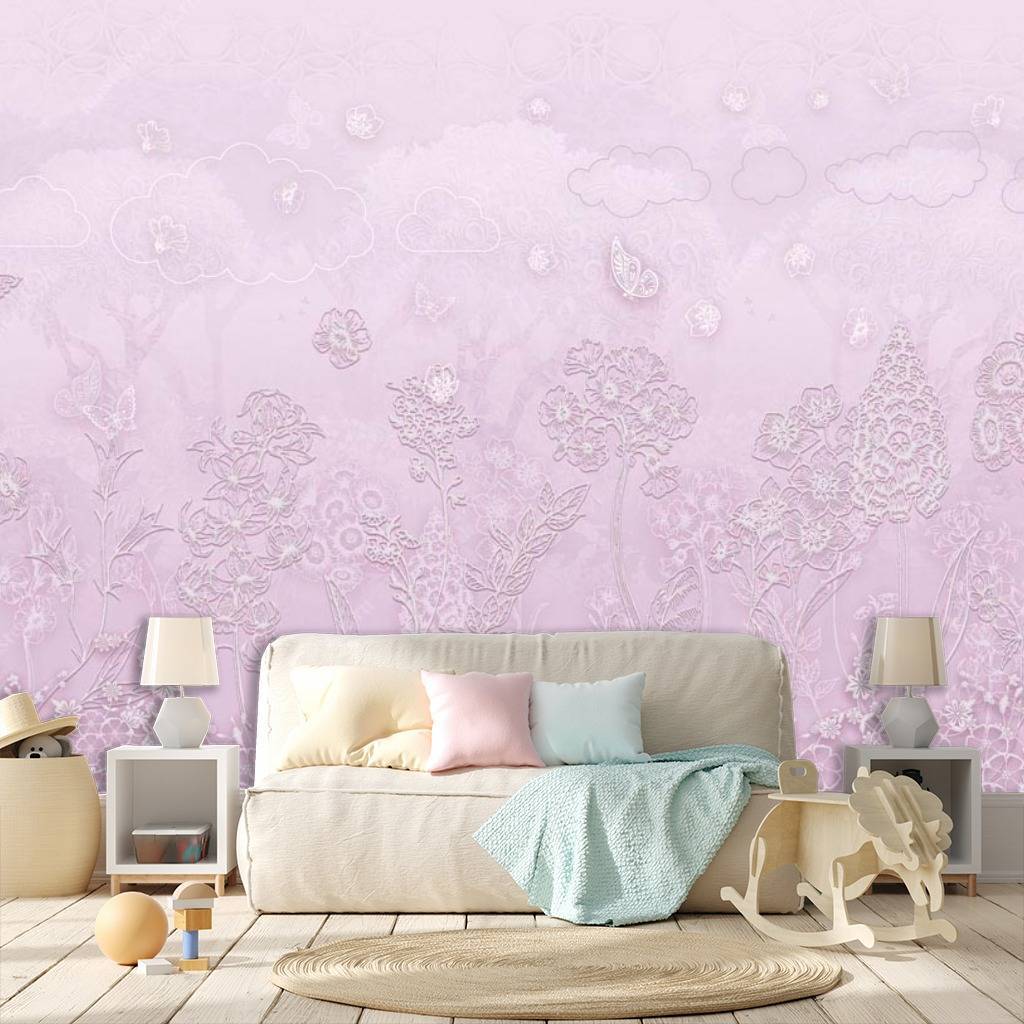 Фотообои Цветы на сиреневом фоне  13-121